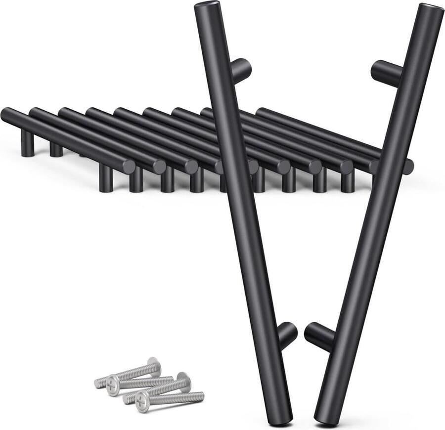 Hoogwaardige meubelgrepen 10 stuks 128 mm zwart roestvrij staal- keukengrepen in rond design metalen meubelgreep