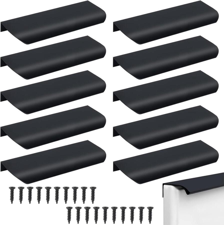 Hoogwaardige meubelgrepen modern design set van 10 zwart aluminium