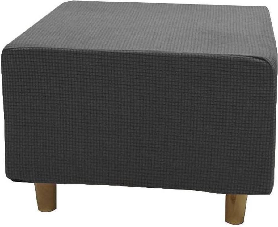 Ottomane Hoes voor vierkante Voetenbankje Stretch Overtrek Poef Afdekking Kruk Beschermer Wasbaar XL Jacquard Grijs