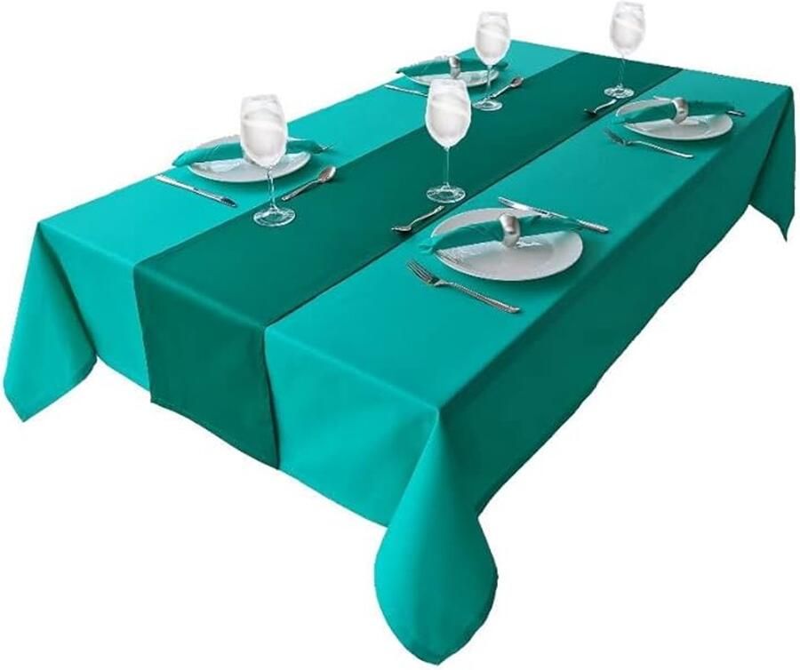 Hoogwaardige tafelloper 100% katoen 1 stuk dennengroen 40x180cm