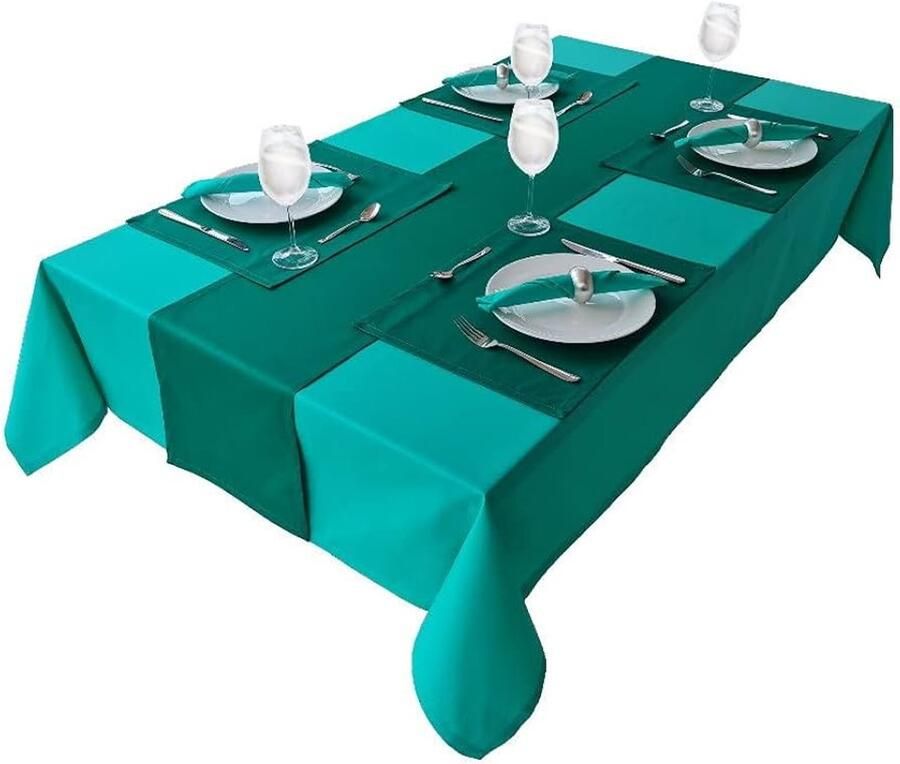 Hoogwaardige tafelloper 100% katoen 1 stuk dennengroen 45x150cm