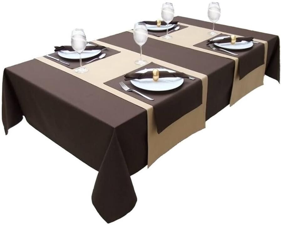 Hoogwaardige tafelloper 100% katoen camel 40x250cm