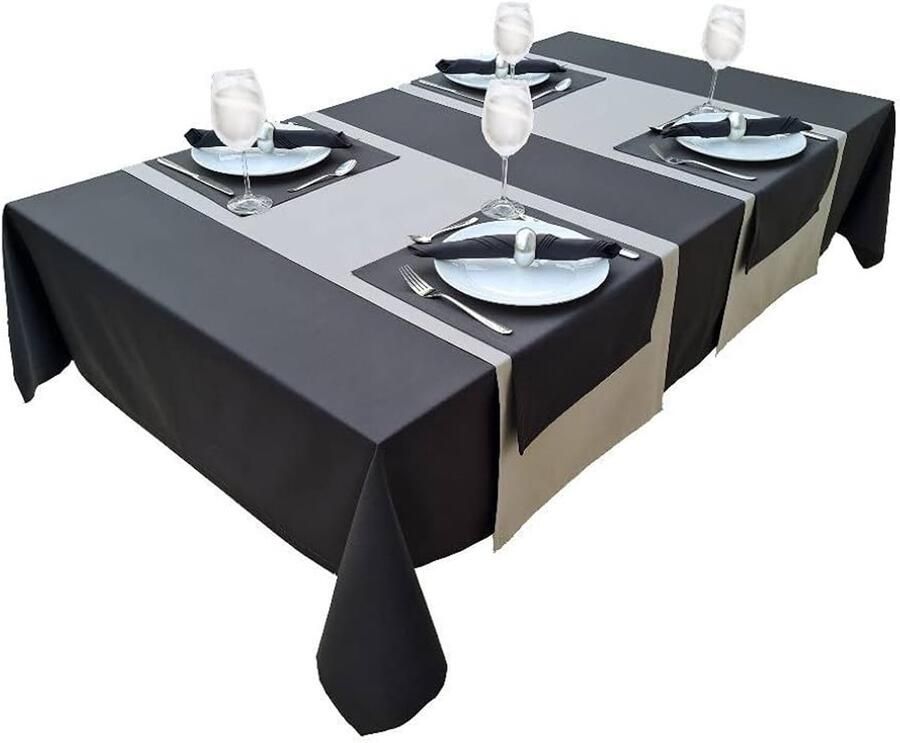 Hoogwaardige tafelloper 100% katoen 1 stuk lichtgrijs 40x200cm