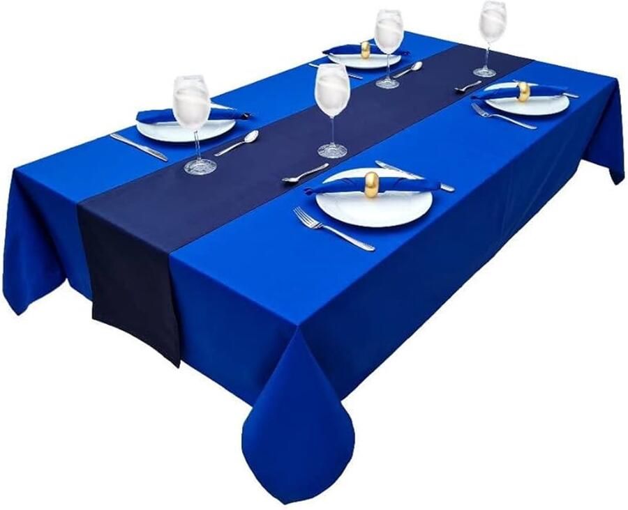 Hoogwaardige tafelloper 100% katoen marineblauw 40x250cm