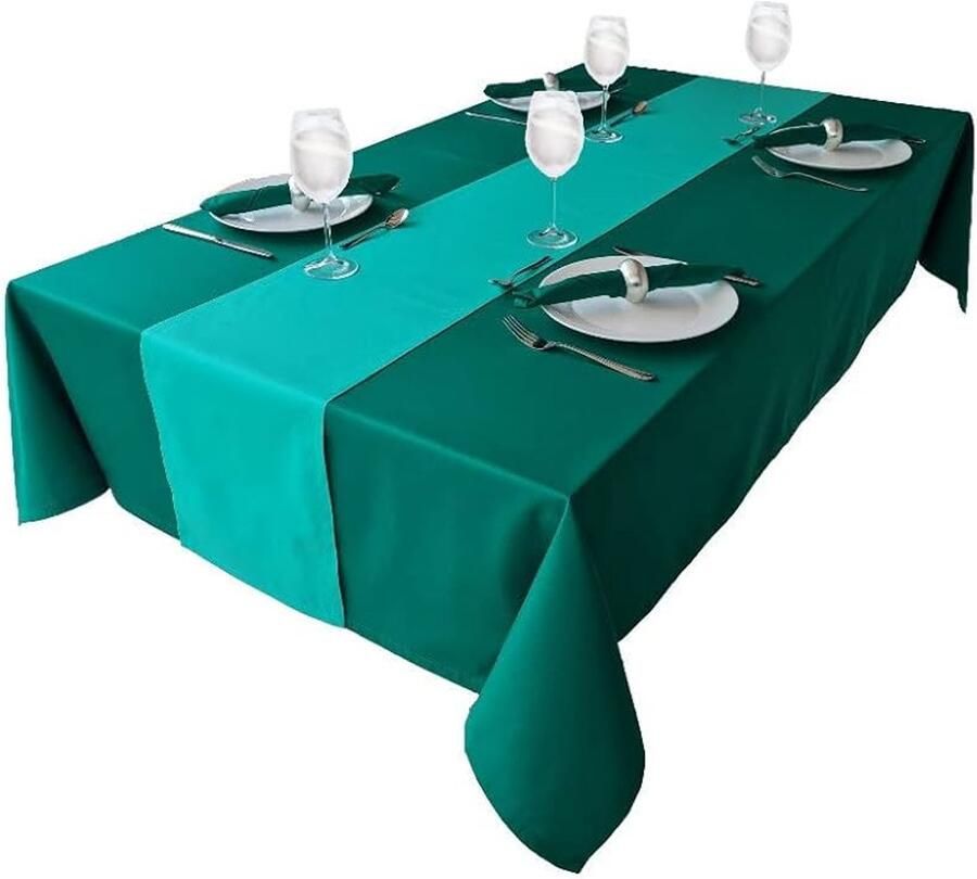 Hoogwaardige tafelloper smaragdgroen 100% katoen 40x180cm