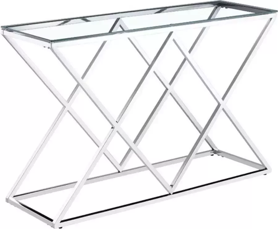 Hoom Interiors Gloria Console tafel Dressoir Sidetable Zilver Glas