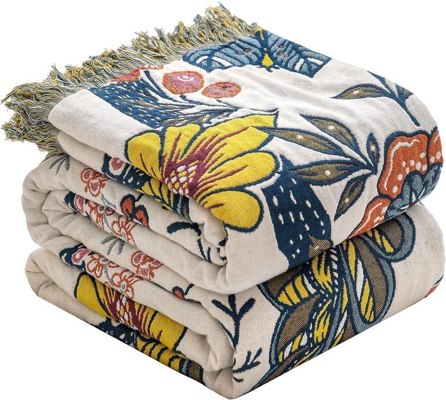 HOORDRY Boho Bedsprei 100% Katoen Comfortabel Hoogwaardig Beddengoed in Landelijke Stijl Veelzijdige Deken voor Bank en Bed Perfecte Warmtebalans Granaatappel 200X230CM