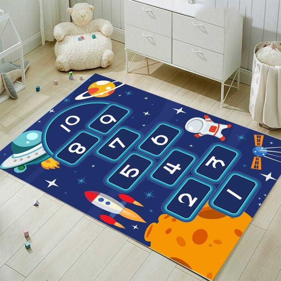Hopscotch Vloerkleed voor de kinderkamer springbakmat speeltapijt voor meisjes en jongens springmat voor kinderen (80 x 120 cm)