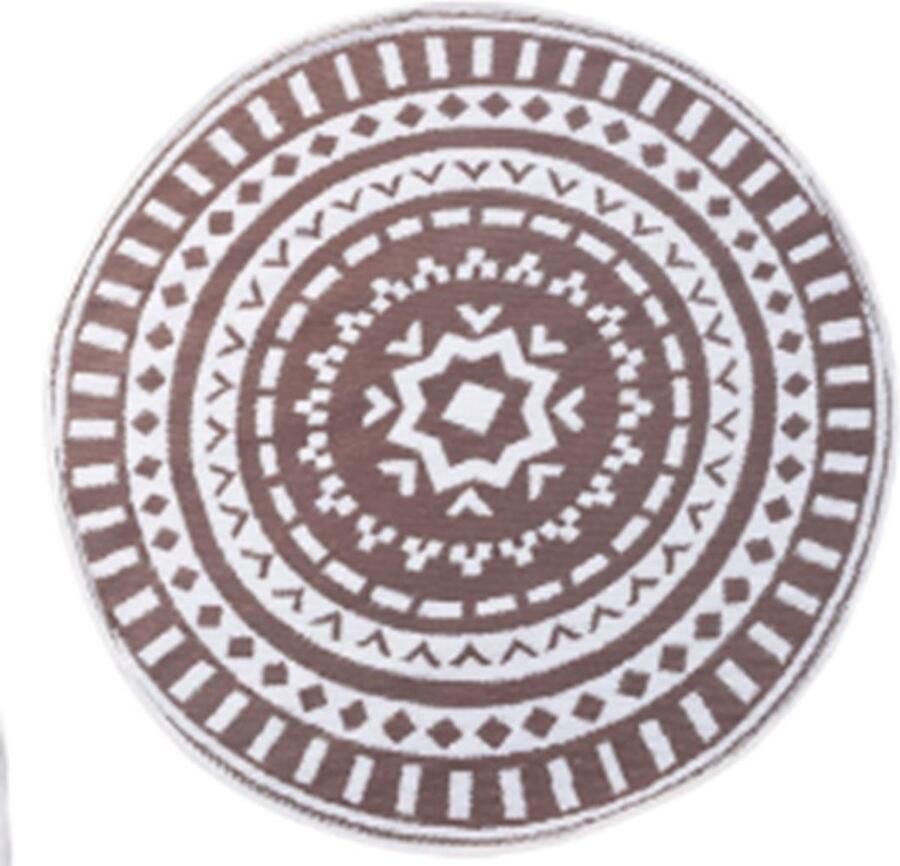 Hortus Forcia Rond vloerkleed buiten Bruin Tuinmat Voor Buiten en Binnen Buitenmat Tuinkleed Buitenkleed 150x150cm