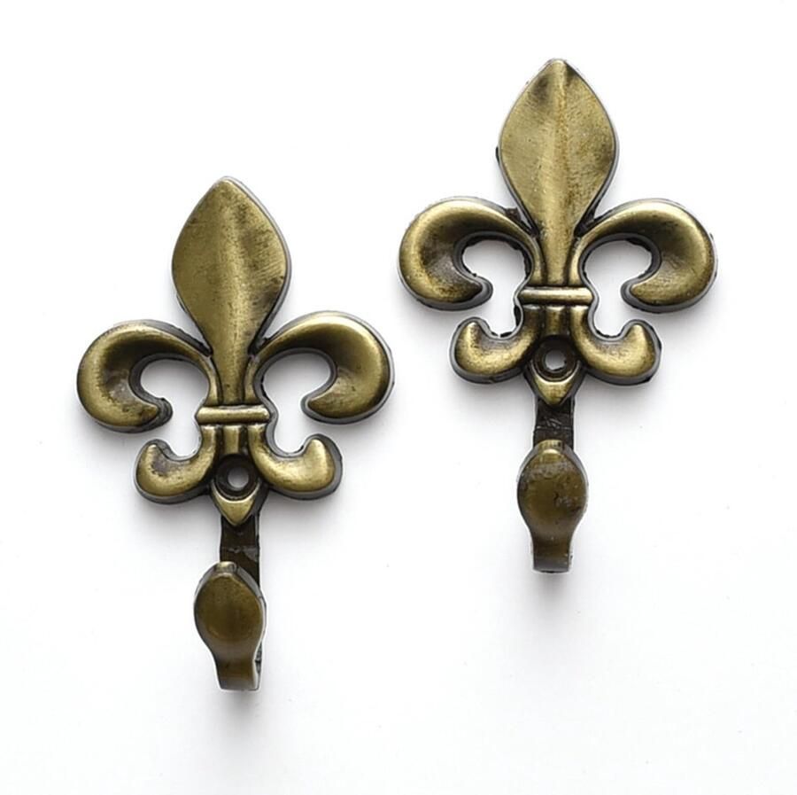 Hoshisea 2-delige wandhaken decoratieve haken gordijnhaken vintage wandhaken van legering metalen gordijnhaken met strik voor woonkamer badkamer kast garderobe (antiek cyaan)