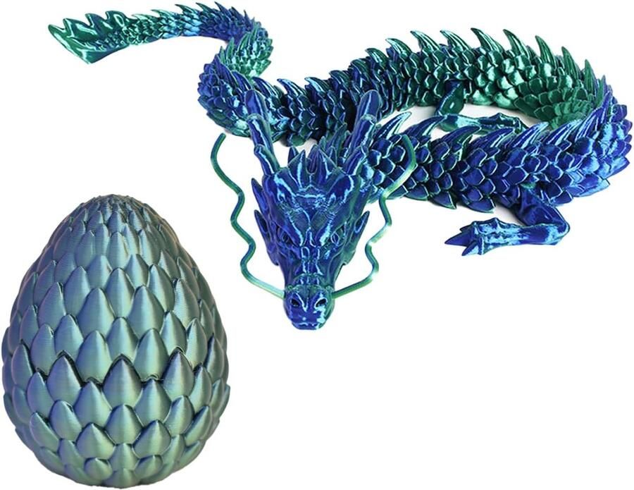 Hoshisea Drakeneierenset 3D Drakenmodel in Drakenei Bewegende Draak Geschikt als Decoratie voor op het Bureau als Cadeau voor Kinderdag als Verjaardagscadeau voor Drakenliefhebbers(Blauwgroen)