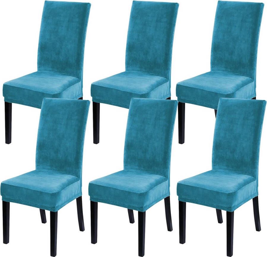 Hotel Quality Velvet Chair Protector Seat Covers for Dining Room Wedding Banquet Party Decoration Slipcover Soft Thick Full Velvet Fabric Washable Set of 6 Peacock Teal