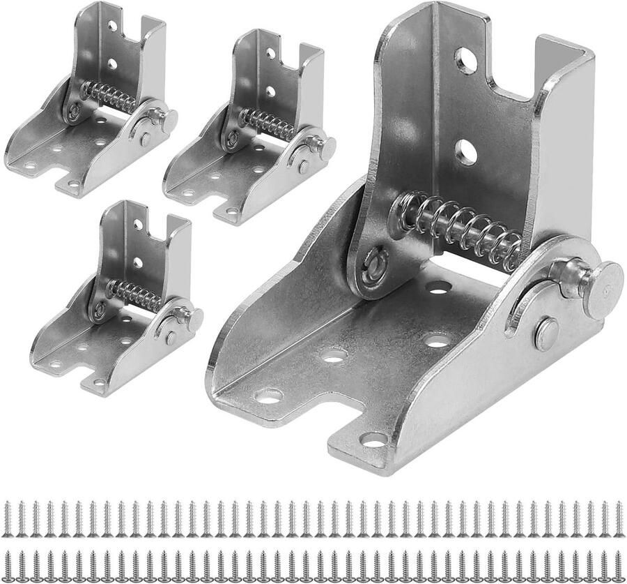 Houder voor klaptafel 90 graden inklapbare tafelpoten met 88 schroeven zelfborgende klapscharnieren voor banken uitbreiding desktop zilver links en rechts Set van 4