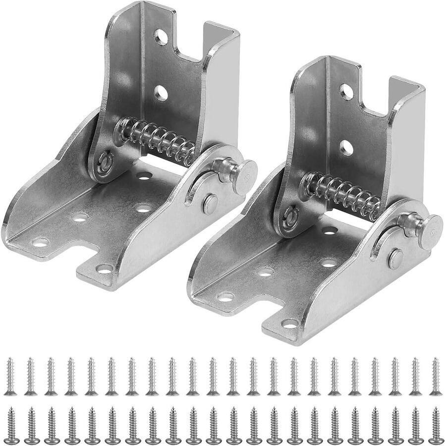 Houder voor klaptafel 90 ° inklapbare tafelpoten met 44 schroeven zelfborgende klapscharnieren voor banken uitbreiding desktop zilver links en rechts Set van 2