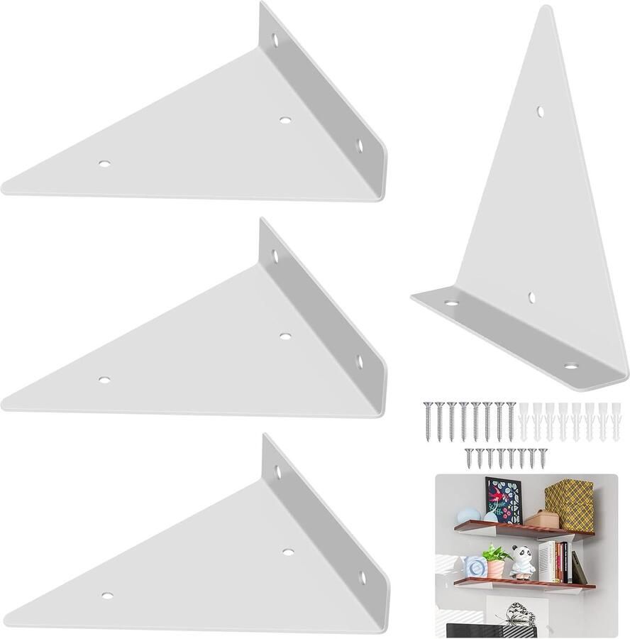 Houders voor zwevende planken wandhouder voor planken 4 stuks wit 130 x 140 mm
