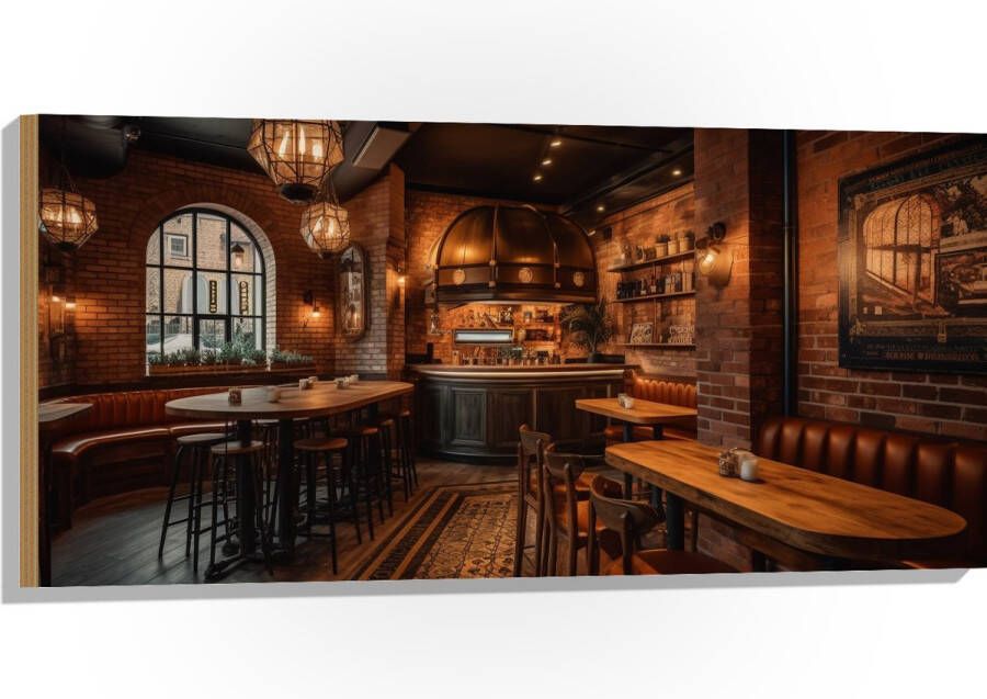 Hout Bar Modern Hout Knus Tafels Stoelen 100x50 cm 9 mm dik Foto op Hout (Met Ophangsysteem)