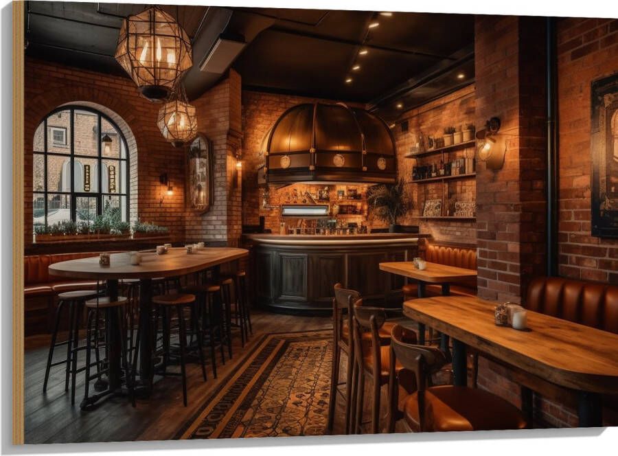 Hout Bar Modern Hout Knus Tafels Stoelen 100x75 cm 9 mm dik Foto op Hout (Met Ophangsysteem)