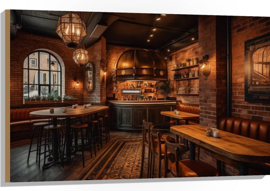 Hout Bar Modern Hout Knus Tafels Stoelen 105x70 cm 9 mm dik Foto op Hout (Met Ophangsysteem)