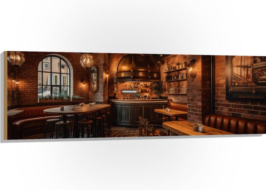 Hout Bar Modern Hout Knus Tafels Stoelen 150x50 cm 9 mm dik Foto op Hout (Met Ophangsysteem)