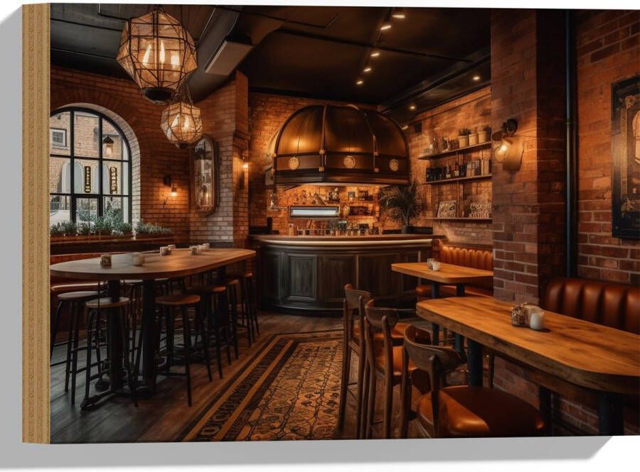 Hout Bar Modern Hout Knus Tafels Stoelen 40x30 cm 9 mm dik Foto op Hout (Met Ophangsysteem)