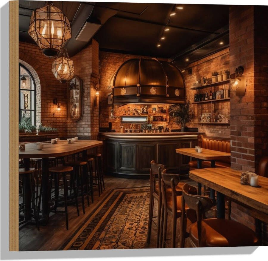 Hout Bar Modern Hout Knus Tafels Stoelen 50x50 cm 9 mm dik Foto op Hout (Met Ophangsysteem)