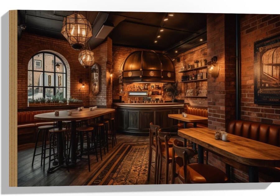 Hout Bar Modern Hout Knus Tafels Stoelen 60x40 cm 9 mm dik Foto op Hout (Met Ophangsysteem)