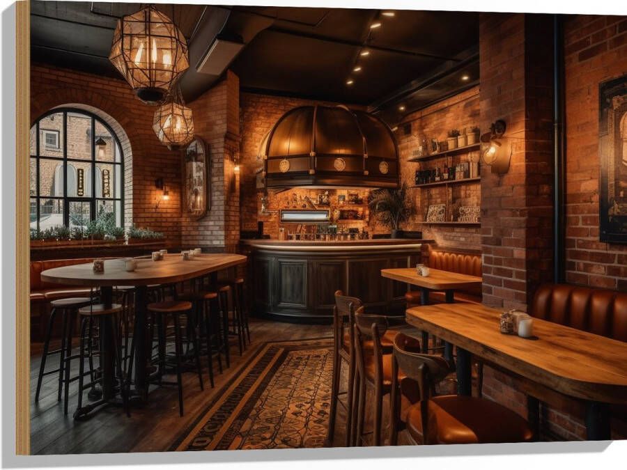 Hout Bar Modern Hout Knus Tafels Stoelen 80x60 cm 9 mm dik Foto op Hout (Met Ophangsysteem)