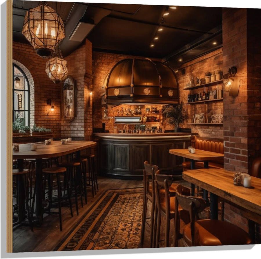 Hout Bar Modern Hout Knus Tafels Stoelen 80x80 cm 9 mm dik Foto op Hout (Met Ophangsysteem)