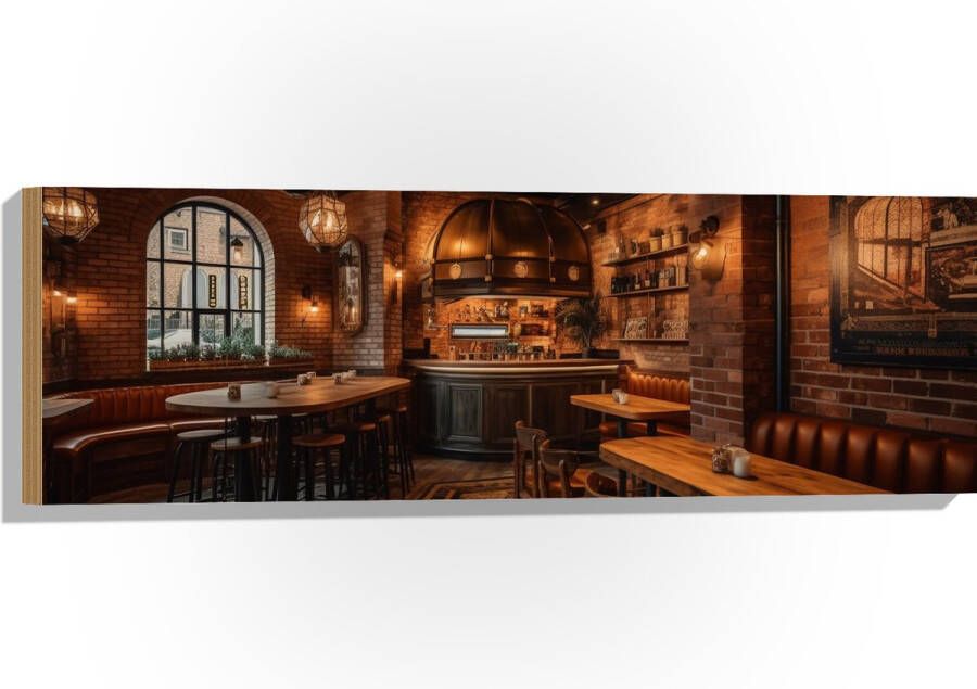 Hout Bar Modern Hout Knus Tafels Stoelen 90x30 cm 9 mm dik Foto op Hout (Met Ophangsysteem)