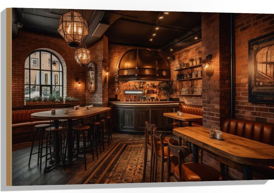 Hout Bar Modern Hout Knus Tafels Stoelen 90x60 cm 9 mm dik Foto op Hout (Met Ophangsysteem)