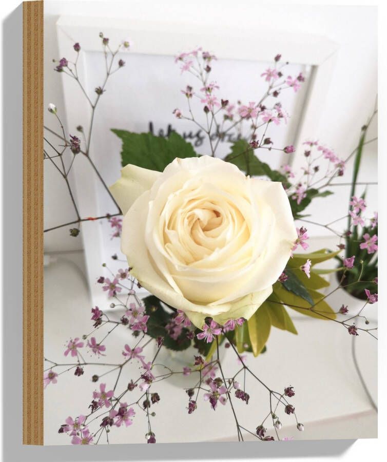 Hout Bloemen Roos Bladeren Bureau Boeket Vaas 30x40 cm 9 mm dik Foto op Hout (Met Ophangsysteem)