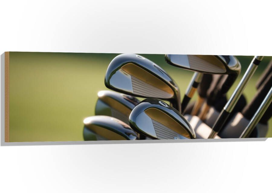 Hout Golf Clubs in Trolley op Golfbaan 120x40 cm 9 mm dik Foto op Hout (Met Ophangsysteem)