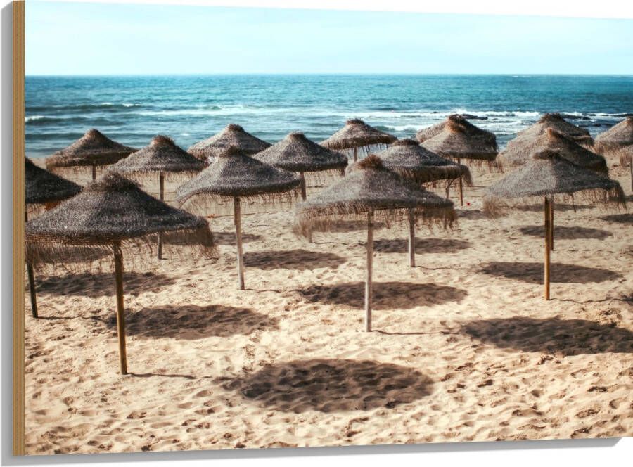 Hout Zee Strand Zand Parasols 100x75 cm 9 mm dik Foto op Hout (Met Ophangsysteem)