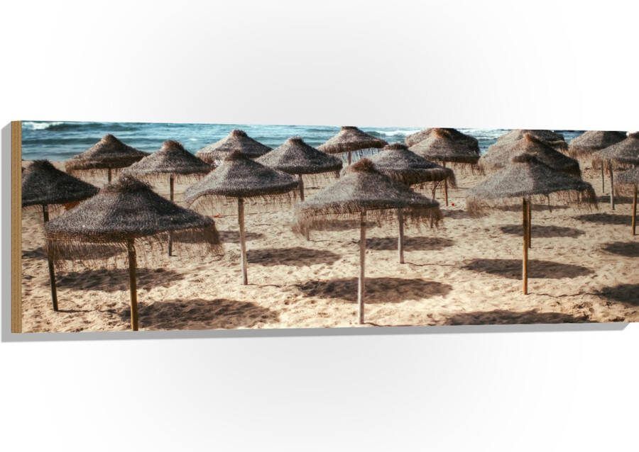 Hout Zee Strand Zand Parasols 120x40 cm 9 mm dik Foto op Hout (Met Ophangsysteem)