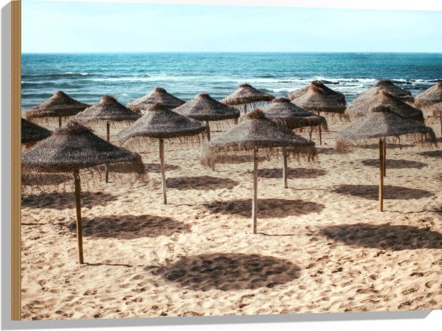 Hout Zee Strand Zand Parasols 80x60 cm 9 mm dik Foto op Hout (Met Ophangsysteem)