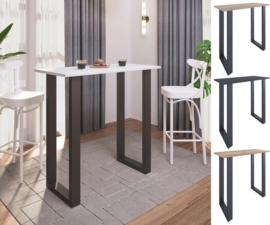 Houten Aluminium Bartafel Statafel Bistrotafel 110 x 50 cm Zwart Wit