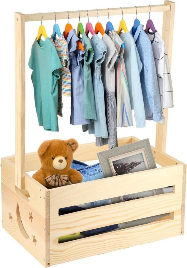 Houten Babykast Stijlvol kledingrek voor baby Praktische opbergmand Babyshowercadeau