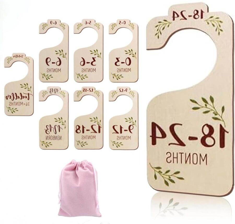 Houten Babymaatverdelers 8 Stuks Kleding Verdelers voor Babygarderobe Scheidingswanden Babykledingverdeler voor Pasgeborenen tot 24 Maanden Jongens en Meisjes Kindergarderobe