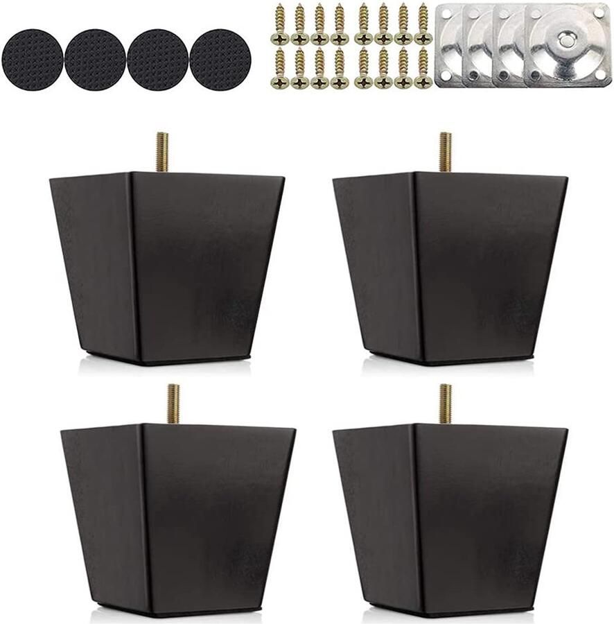 Houten bankpoten vervangend meubilair 4 stuks zwart 6 10 15 cm