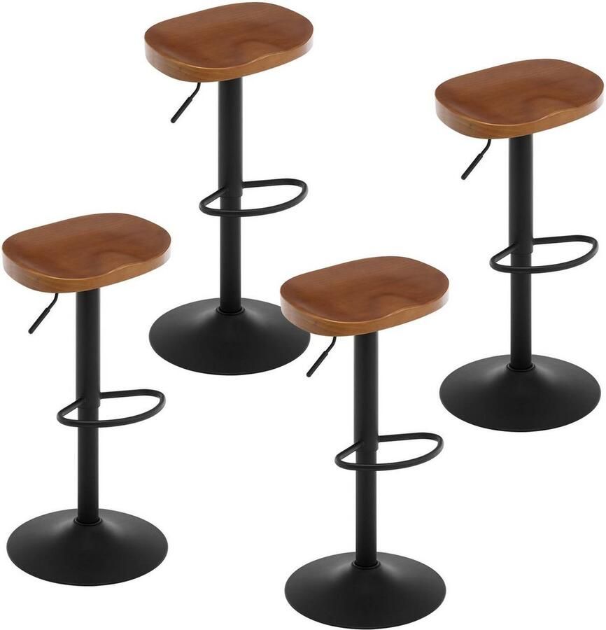 Rootz Living Rootz Houten Barkruk Zitting van massief grenen In hoogte verstelbare kruk Draaistoel Keukeneilandkruk 41 5 cm x (60-81) cm x 31 5 cm