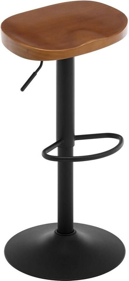 Rootz Living Rootz Houten Barkrukken Keukeneiland Kruk Draaibare Kruk Verstelbare Hoogte Ergonomische Voetsteun Massief Houten Zitting 41 5 cm x (60-81) cm x 31 5 cm