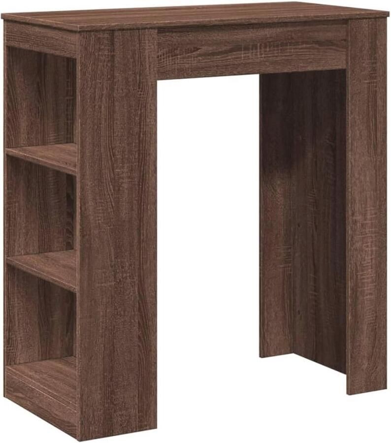 Houten Bartafel met Rekken 95x47x103 5 cm Statafel voor Keuken en Bistro
