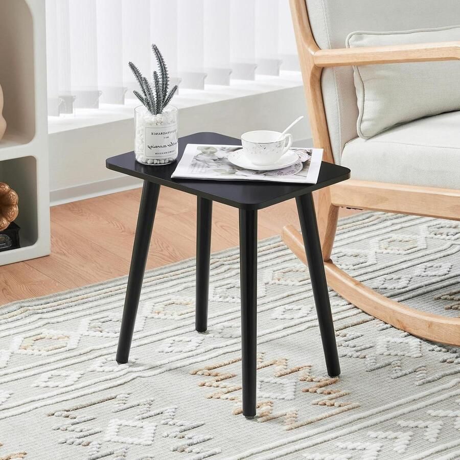 Houten bijzettafel kleine salontafel woonkamertafel nachtkastje theetafel banktafel 40x30x43 cm zwart