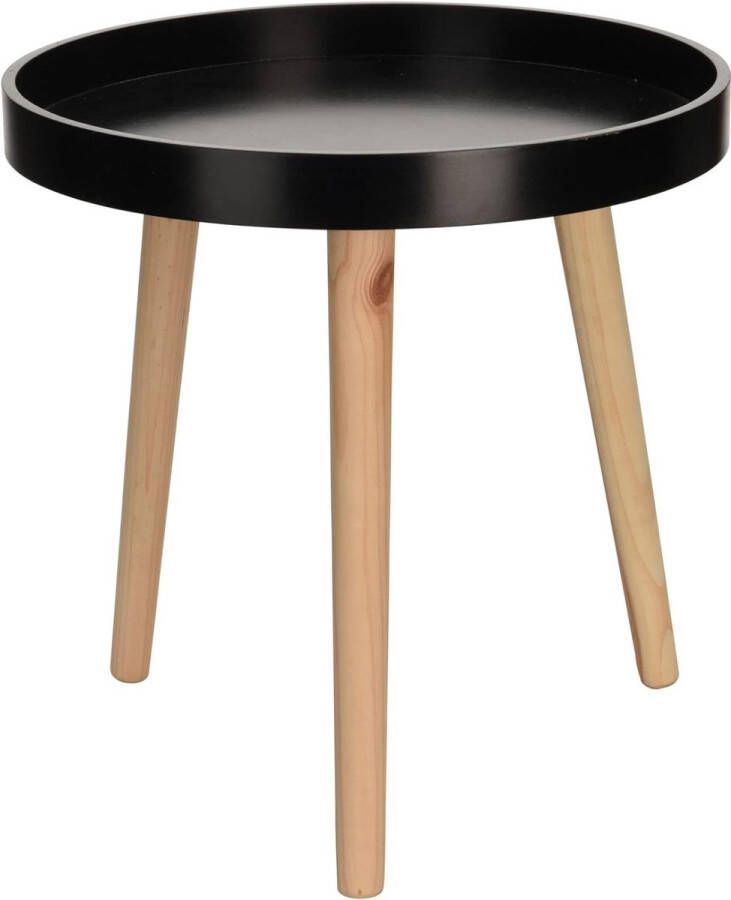 Houten bijzettafel 40 x 39 cm zwart salontafel met poten van massief hout sofa bank telefoon bloemen tafel rond