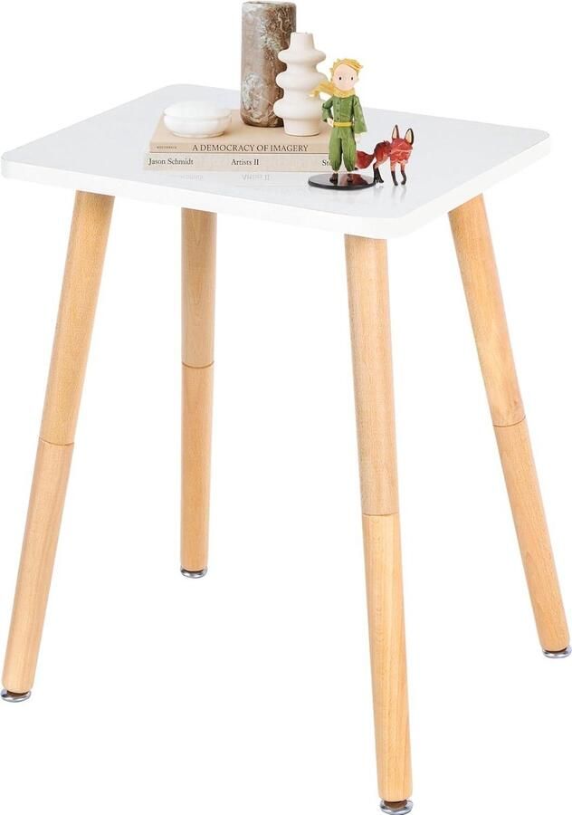 Houten bijzettafel nachtkastje salontafel slaapkamer 40 x 30 x 52 cm woonkamer natuur wit 1 stuks