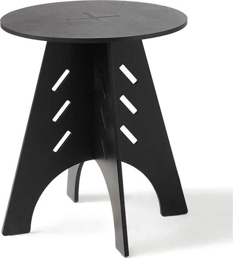 Rootz Living Rootz Houten Bijzettafel Salontafel Tenon Joint Table Eenvoudige montage Milieuvriendelijk Geluidsreducerende vloerbeschermers H55 x Ø46 5cm