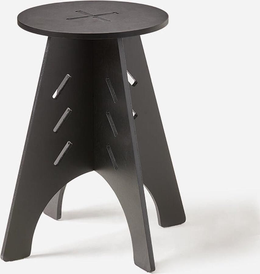 Rootz Living Rootz Houten Bijzettafel Salontafel Tenon Joint Table Eenvoudige montage Milieuvriendelijk Geluidsreducerende vloerbeschermers H48 5 x Ø30 5cm Zwart