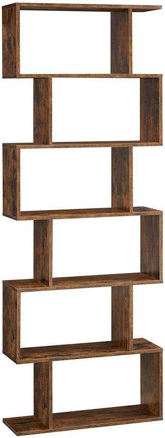 Houten boekenkast 70x24x190 5cm Zeslaagse vrijstaande opbergkast Kubus displayrek Decoratieve opslag Stevig en veilig Verborgen schroeven Esthetisch en duurzaam Geschikt voor woonkamer slaapkamer kantoor keuken multifunctioneel thuisgebruik bruin