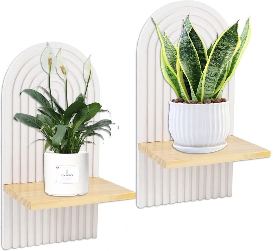 Houten Boho Wandrek voor Stijlvolle Wanddecoratie en Opslag in Woonkamer of Slaapkamer