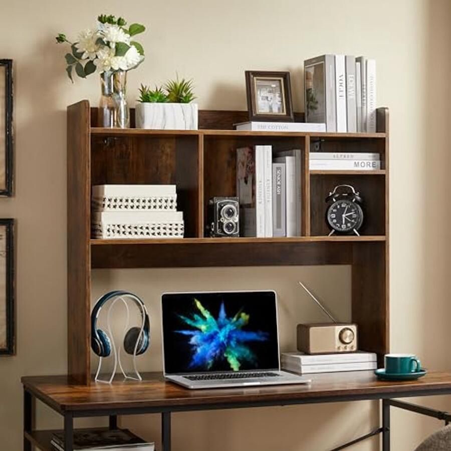 Houten Bureau Boekenplank met 6 Planken voor Kantoor en Thuis